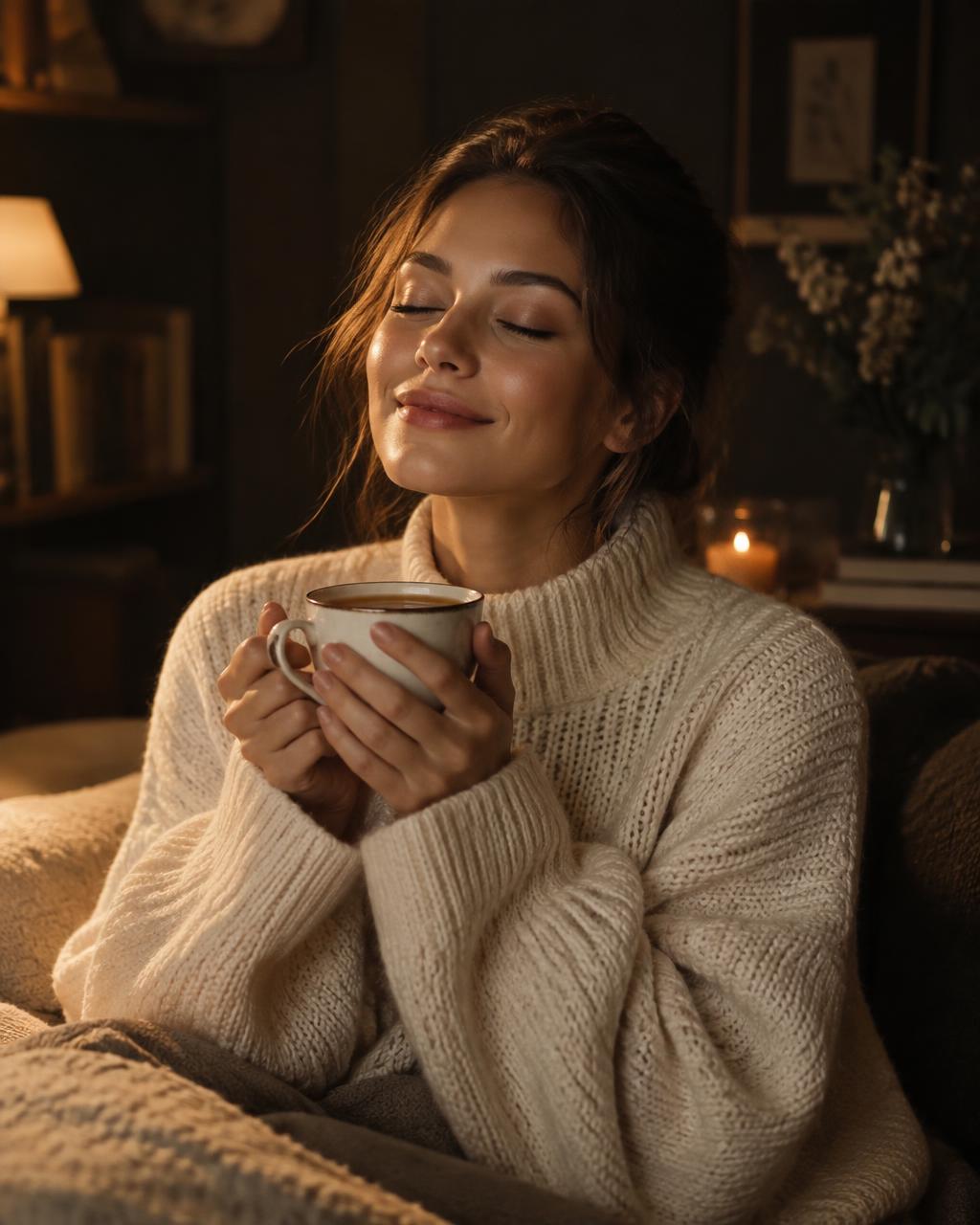 Mujer disfrutando de un momento de calma y cuidado personal